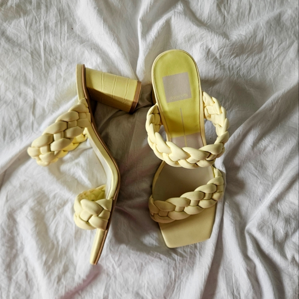 Dolce Vita Braided Strap Yellow Women's Sandals
